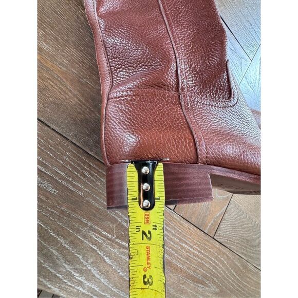Tory Burch Kiernan 35MM Tumbled Leather Riding Boots Almond Size 7 - Picture 12 of 12